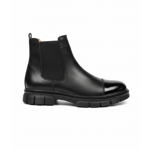 2041 Siyah Cilt Hakiki Deri Bot